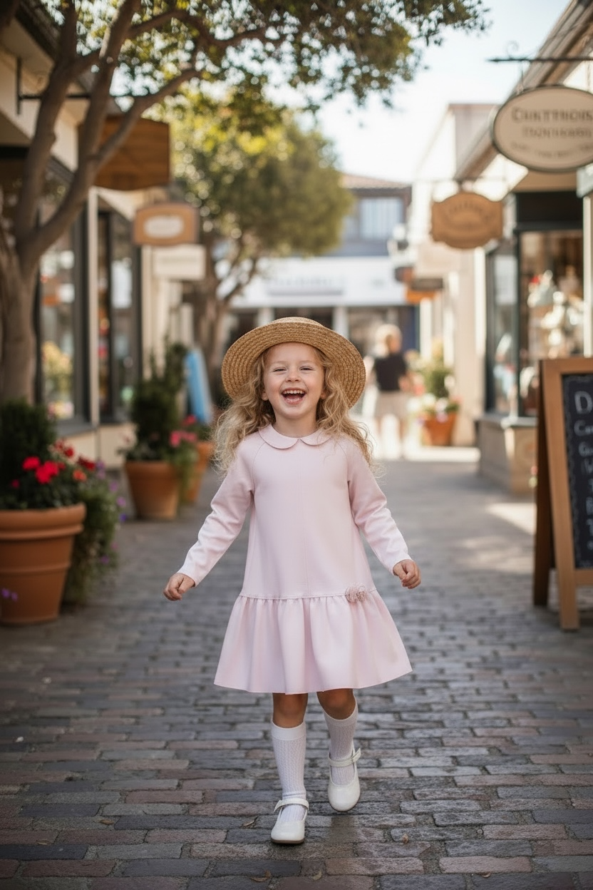 Il Gufo Blush Knit Long Sleeve Dress — Size 5