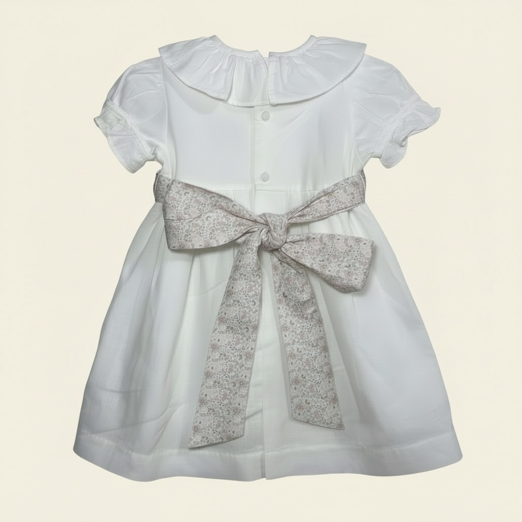 La Coqueta Ivory Linen Blend Dress — 2Y