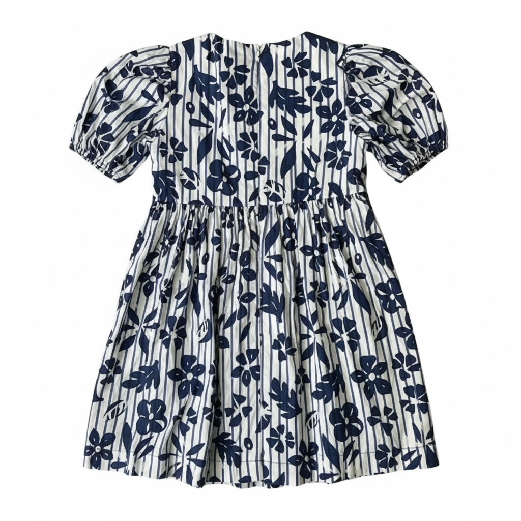 Il Gufo Blue Floral Cotton Dress — Size 4