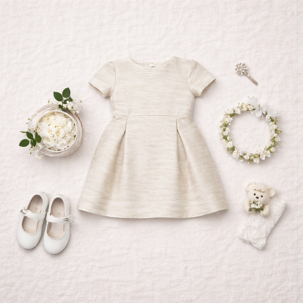 Tartine et Chocolat Ivory Textured Dress — 4A