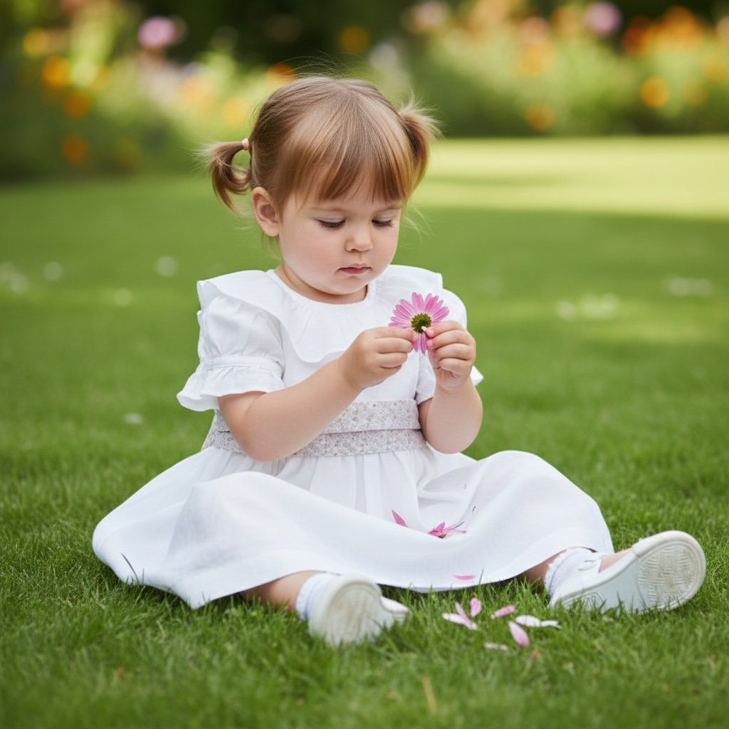 La Coqueta Ivory Linen Blend Dress — 2Y