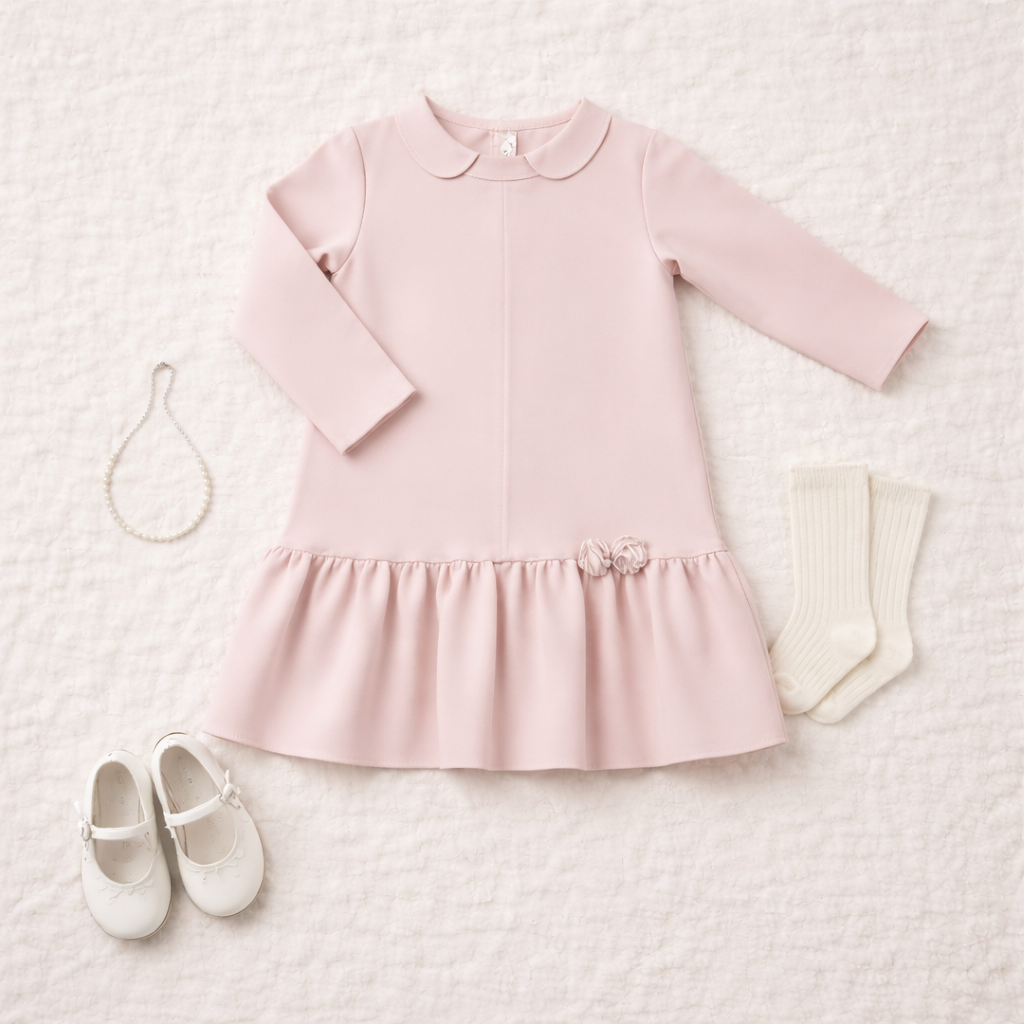 Il Gufo Blush Knit Long Sleeve Dress — Size 5
