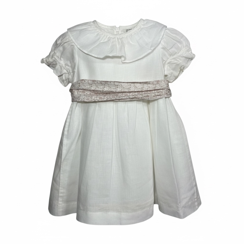 La Coqueta Ivory Linen Blend Dress — 2Y